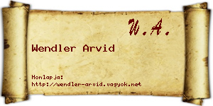 Wendler Arvid névjegykártya